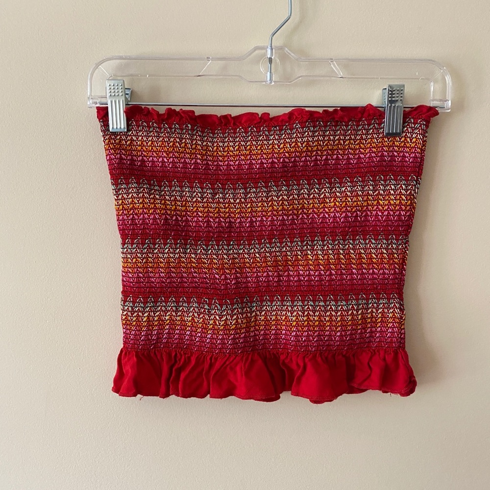 Red rainbow crop top size small/xs tube top